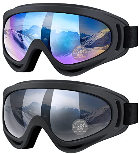 Vatefery Ski Goggles - Anti-glare, Anti-fog Snowboarding & Skiing Goggles 2-Pack for Men, Women, Kids & Youth