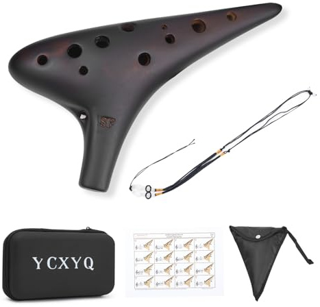 YCXYQ Soprano F key - Ocarina Professional Master Tuning 12-Hole Ceramic Piccolo Smoked Craft Firing Comes with Fingering Chart Neck Lanyard and Storage Box