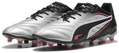 PUMA King Pro FG/AG, Zapatillas de Fútbol Unisex Adulto, Puma Silver Puma Black Sun Struck Puma White, 41 EU