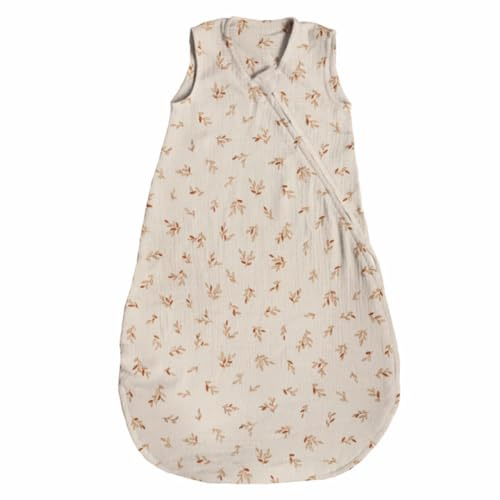 MIMUSELINA Saco Dormir bebé sin Mangas de Muselina (100% algodón, Transpirable). Evita Que se destapen. Saco arropar bebés Verano. Cremallera Doble cursor (Ecru, 6-18 Meses)