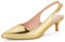 GENSHUO Slingback Pumps für Damen Elegante Kitten Heel Schuhe 5 cm/1,97 Zoll Spitze Lack High Heels mit Geschlossenen Zehen Absatzschuhe für Abend Hochzeit Büro, Gold, 41 EU