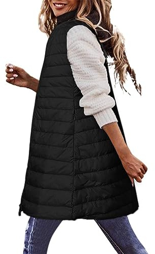 HAOLEI Gilet Piumino Lungo Donna 100 Grammi Trapuntato Leggero Piuma Giubbotto Smanicato Puffer Senza Maniche Invernale Down Caldo