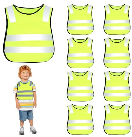 Warnweste Kinder 8 Stück, Kinder Warnweste, Kinderwarnweste Sicherheitsweste Warnwesten Auto für Kinder, Reflektorweste Kinder für Straßenverkehr Schutz Jungs Mädchen, Warnweste Kinder 3-12 Jahre