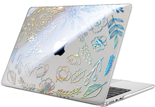 Fintie Hülle Kompatibel mit MacBook Air 13,6 Zoll M5 M4 M3 M2 (2026-2022) A3449 A3240 A3113 A2681, Ultradünne Hartschale Schutzhülle Snap Cover Kompatibel mit MacBook Air 13, (Garten(Klar))