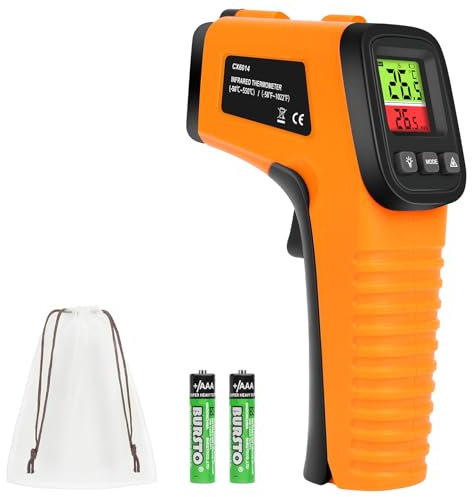 HOTUT Thermomètre Infrarouge, Thermometre Laser Numérique Sans Contact, -58°F~1022°F (-50°C~550°C) Pistolet Température Laser, Emissivité Réglable, Thermomètre pour Cuisine/Frigo/BBQ/Industrie