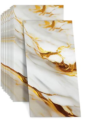 Wandverkleidung Selbstklebend,10 Stück Wandpaneele Marmoroptik 60×30cm Küchenrückwand Badezimmer Platte Wasserdicht Ölfest Fliesensticker für Küche Badezimmer Wohnzimmer (Type B)