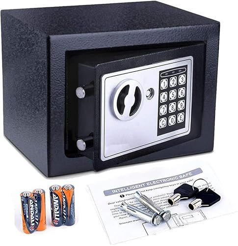 Nictemaw Cassaforte elettronica digitale, Cassaforte per mobili a muro con 2 chiavi urgenti e vite di fissaggio, Nero