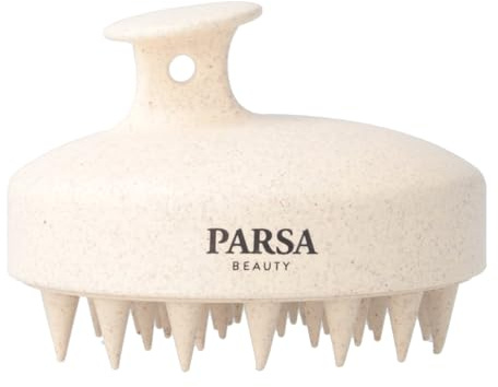 PARSA Beauty Nature Love - Spazzola per shampoo beige con paglia di grano, delicato massaggio del cuoio capelluto, impugnatura ergonomica, cura sostenibile dei capelli, spazzola massaggiante per