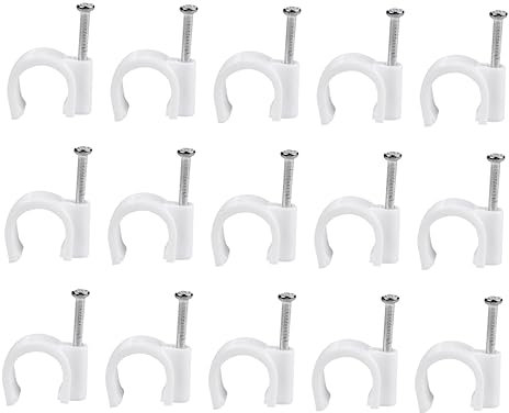 Operitacx 100pezzi Clip Pvc Per Fissaggio Cavi Con Chiodi in Acciaio Supporto Tubo Per Fissaggio Fili Parete Clip Porta Cavo Bianca Rinforzata Per Installazioni Elettriche