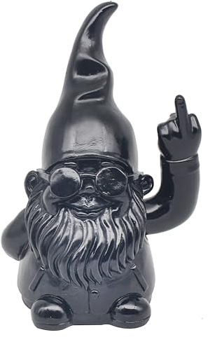 Lesser & Pavey Gnomes Home Decor Figurines & Ornaments For Home & Office | Decorative Home Accessories Statues For Indoor & Outdoor | Lovely Gifts for Women & Men Waving Middle Finger Black