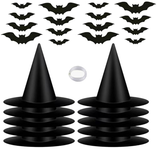 Chapeau de Sorcière - Décor Flottant Effrayant Accessoires de Costume,Accessoires De Fête Pour Chapeau De Sorcière Noir,Pour Intérieur Extérieur Fenêtre Porte D'Entrée