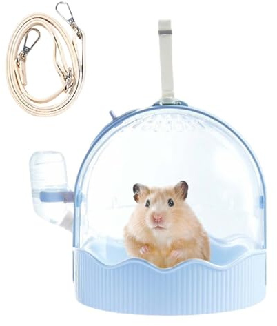 Small Animal Transport Box, Portable Hamster Cage with Adjustable Shoulder Strap, Accessories for Home, Garden, Indoor, Outdoor, Freewheel