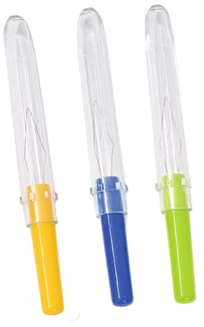 Needle Threader - Sewing Tool, Diy Craft Helper, Hand Stitching Accessory | Portable Covered Colorful Household Gadget Universal Fabric Threading Aid Kit Storage Cap Easy Use Precision Metal Guide