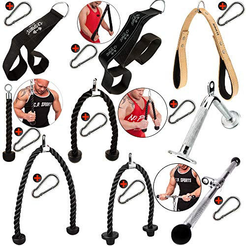 C.P. Sportgrepp öglor/spinnrem/Tricep rep/Tricep grepp V-form/biceps triceps bar + karbinhake bodybuilding fitness styrka träning gym tillbehör, triceps rep långt