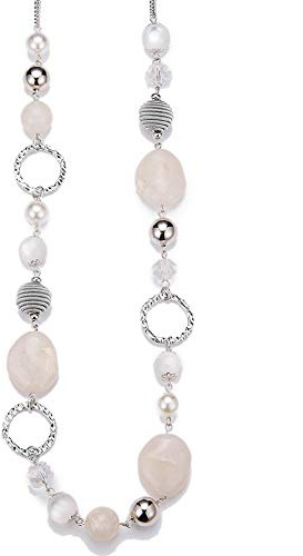 BULINLIN Long Beaded Silver Necklace for Her Crystal Bead Sweater Chain Fashion Jewelry Necklace Birthday Gifts for Women Mum