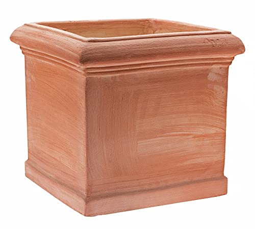 Pot de Fleurs CUBO LISCIO - Fait Main - Terre Cuite Originale - Absolument résistant au Gel (25cm)
