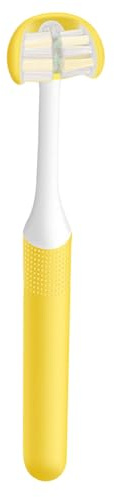 Artibetter 1 Pièce Brosse À Dents 3-Face Brosse Manuelle Souple Soins Dentaires pour Femmes et Hommes (Jaune)
