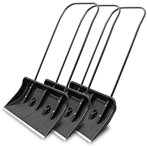 Bituxx Schneeschieber 80cm Schneeschaufel Schneewanne Schneeschild extra Breit mit Bügelgriff und Räder (3 Stück)