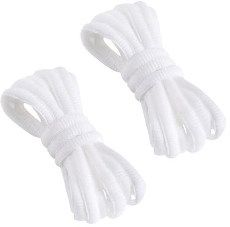 VSUDO 120 cm Cordones Blancos Zapatillas Ovalados, Cordones Zapatillas Deport de Baloncesto, Oval White Shoelaces, Aguetas de Zapatos para Hombre o Mujer (1 Par-Blanco-120cm)