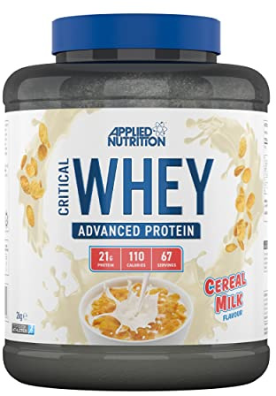 Applied Nutrition Critical Whey Protein Powder 2kg - High Protein Powder, Protein Milkshake, Muscle Building Supplement with BCAAs & Glutamine (2kg - 67 Servings) (Cereal Milk)