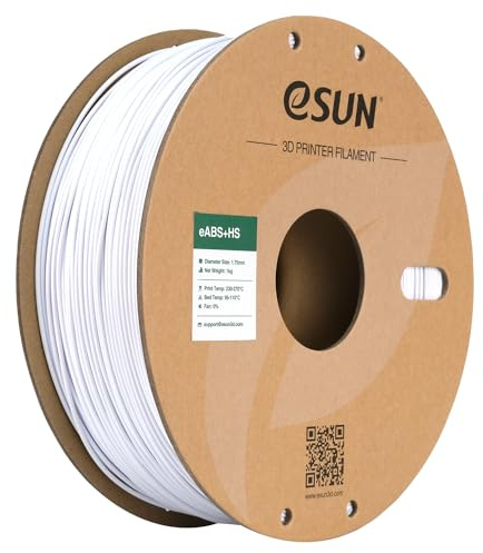 eSUN ABS+ HS Filament 1.75mm Kallvit 1KG | Hög mekanisk hållfasthet, värme- och väderbeständig. Idealisk för utomhusdelar. Optimerad för stabil FDM 3D-utskrift.