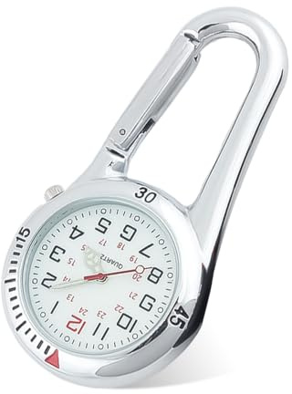 uinnossvc Unisex Fob Watch Carabiner with Guide Function Silver
