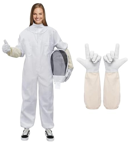 Traje Apicultor, Traje de Protección para Apicultores, TOOSOAR Blanco Traje de Apicultor con Guantes de Apicultor (XL)