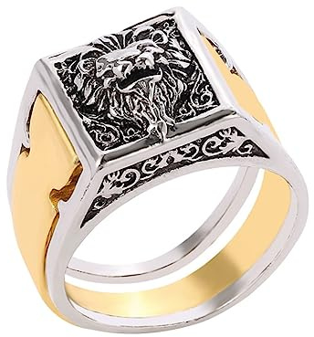 Yardenfun Anello Uomo Leone e Scomparto Nascosto in Lega Robusta, Per Feste e Outfit Eleganti