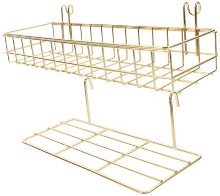 Cabilock 2 Stück Hängekorb Wandorganizer Drahtgitter Mit Haken Küchenregal Kleiner Drahtkorb Gold Wandkorb Aufbewahrung