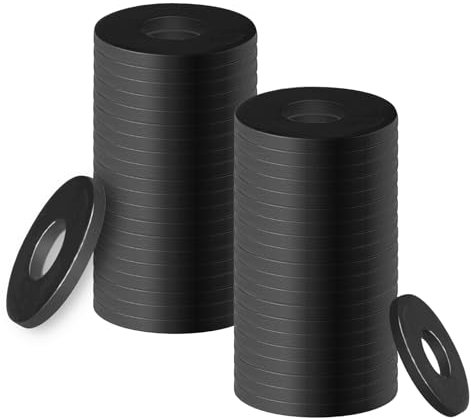 50 Pièces Rondelles M5 x 10mm Rondelles Plates Noires Rondelles D'écartement en Acier au Carbone Rondelles de Carrosserie Rondelle Metal Penny Rondelles Joint Plat pour Vis et Boulons Filetés