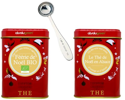 Cadeau Noël Thé - 2x Boîte Métal 80g + Cuillère Parfaite - Comptoir Français du Thé
