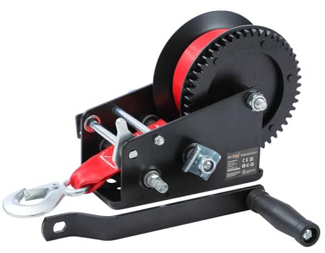 KATSU Tools Heavy Duty Hand Winch 3000lbs 1360kg Capacity with 10m Polyester Strap, 2 Speed Gear System, Manual Trailer Winch for Car Boat Caravan Marine Truck SUV Recovery 325926
