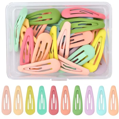 BB Barrettes à Cheveux en Métal, 30Pcs Snap Barettes Fille, 3cm Snaps Barrettes à Cheveux, Mini Clips à Cheveux, Pinces à Cheveux Snap, Barrettes Colorées Bébé, Barrettes Clips Enfant (Macarons)