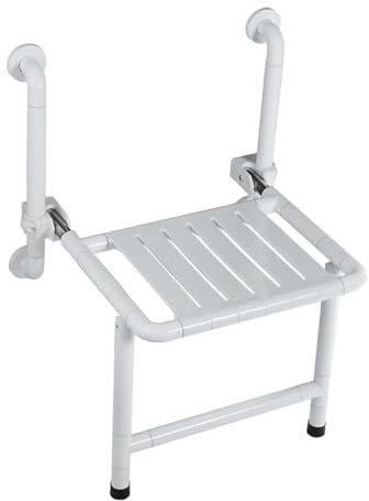 Sedile Per Doccia Pieghevole Da Muro,Sedia Da Doccia Antiscivolo Con Bracciolo,Seggiolino Per Doccia A Parete Con Piedini Di Supporto Per Anziani,Incinta,Disabili Capacità Di Carico 250Kg