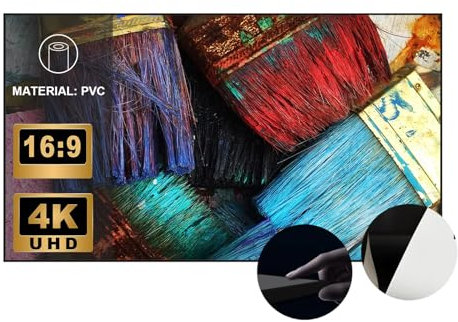 Wupro Gallery Pantalla de Proyector Fija White Matt con Marco Delgado, Soporte 4K/8K, HDR y Formato Activo 3D de 130 Pulgadas para Proyectores Universales en Entornos Oscuros.