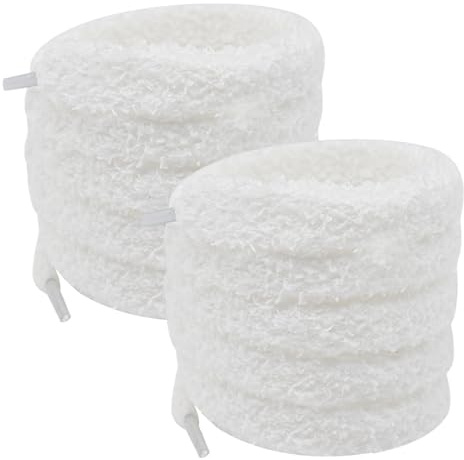 Lufdegim Lot de 2 paires de lacets en peluche - Lacets larges en coton - Lacets de rechange universels pour chaussures de sport et de course - Pour adultes, Blanc., 130