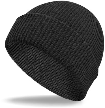 SGQTZDZQ Beanie Hat Men, Stretchy Winter Black Beanie, Daily Acrylic Knitted Warm Hat for Sports Skiing Running