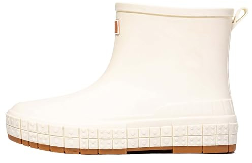 Botas de goma cortas para mujer, zapatos de lluvia para mujer, cómodas, antideslizantes, para jardín, impermeables, informales, ligeras, para exteriores, bajas, botas de agua, Blanco, 39 EU