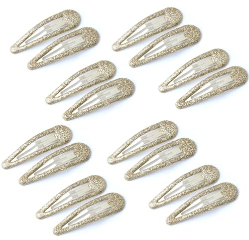 EUZUXU 16 Pièces Barettes Cheveux, Enfant Barrettes à Cheveux en Métal, Snap Barettes BB, Briller Clips à Pression pour Fille Enfant Bébé(Or)
