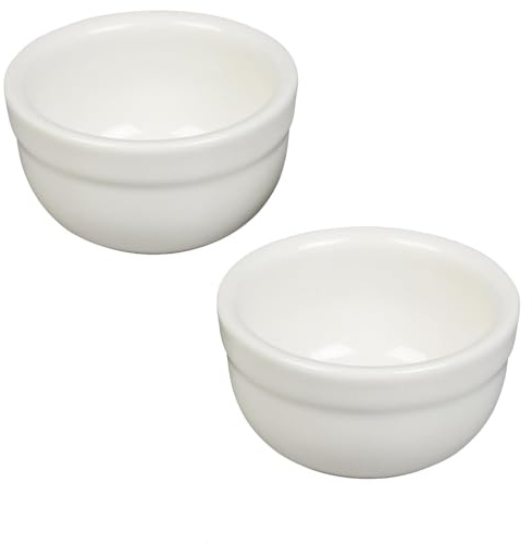 Ramekins Ceramic Bowls 7cm Set of 2 Ceramic Ramekins 50ml Souffle Dishes Pie Mould White Dipping Sauce Dishes for Baking, Souffle, Custard Pudding.