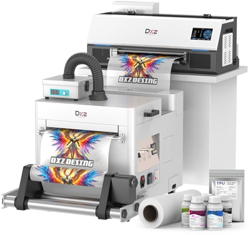 DXZ A3 DTF Printer with Shaker Oven, High-Speed with XP600 Printhead, 4.5” LED Multi-Function Touch Screen, 13'' Apparel Printer T-Shirt Printing (White, F1080 DTF Printer+Shaker Oven+Air Purifier)