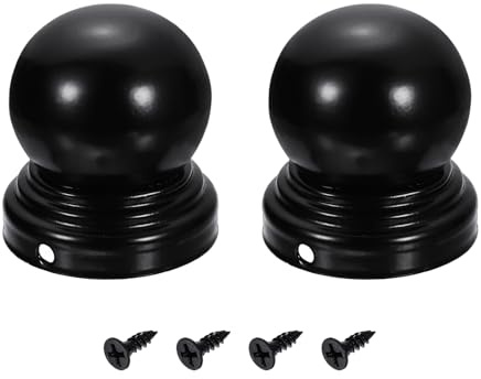 QUARKZMAN 2 Piezas Tapas Postes Cerca 50mm/1.97 Pulgadas Redondas Impermeables Con Tapa Bola De Hierro Y Tornillo Para Cercas De Metal O Madera Exterior Cubierta Para Deck Buzón.