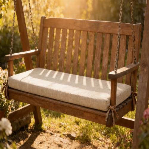 LIHUANE Cuscino per Panca 40 x 110 cm Antiscivolo Lavabile Cuscini Imbottiti Personalizzato, Lavabile, Rimovibile per Panchina per Giardino, Sagre, Birrerie e Cucina, Beige