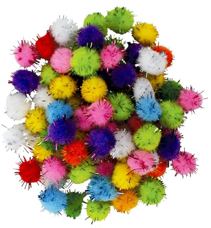 MegaCrea DIY Mini Pompons Pailleté Couleur De Noel 200 Pièces