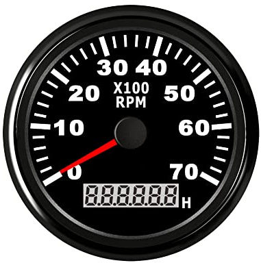 ELING Varvräknare RPM Tacho-mätare med timmätare för bil, lastbil, båt, yacht, 0-7 000 varv/min, 85 mm med bakgrundsbelysning