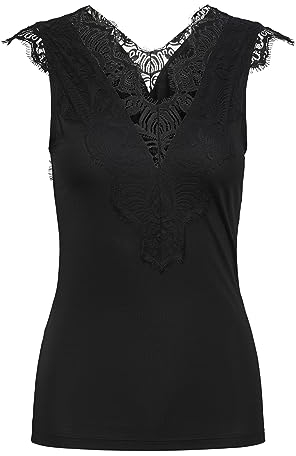 PIECES Damen PCILU SL TOP NOOS 17101014, Schwarz,M