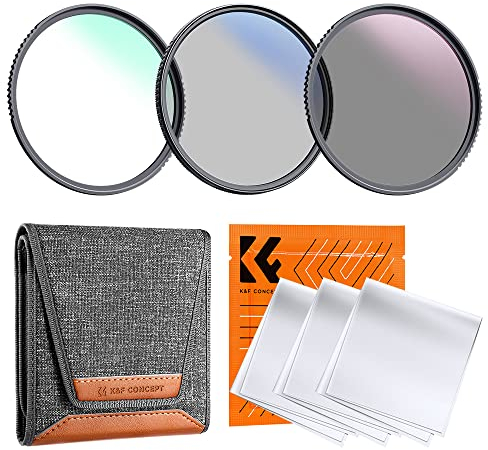 K&F CONCEPT 40.5mm UV CPL ND4 Lens Accessory Filter Kit UV Protector Circular Polarizing Filter Neutral Density Filter for DSLR Cameras + Cleaning Cloth + Filter Bag Pouch