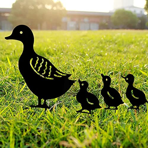 LATRAT Piquet de jardin en forme de canard rouillé - Qualité supérieure et résistante aux intempéries - Figurine décorative en métal - Décoration de jardin intéressante