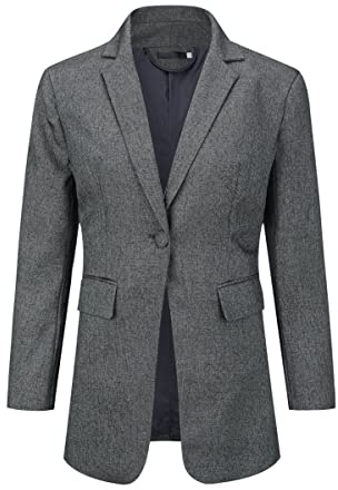 YUNCLOS Fritidsjackor för kvinnor långärmad arbete kontor blazer elegant affärsdräkt jacka, Mörkgrått, XL