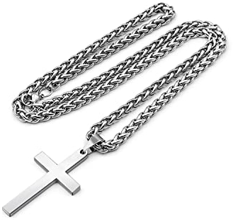 SUPRBIRD Kreuz Kette Herren, Ktten für Herren, Edelstahl Halskette, Anhänger Silber Kette Anhänger Halskette Schmuck, Geschenk zu Weihnachten